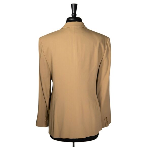 Ralph Lauren Women's Blazer Beige Wool Blend Stretch Work Career Suit Jacket 12 - Picture 2 of 10